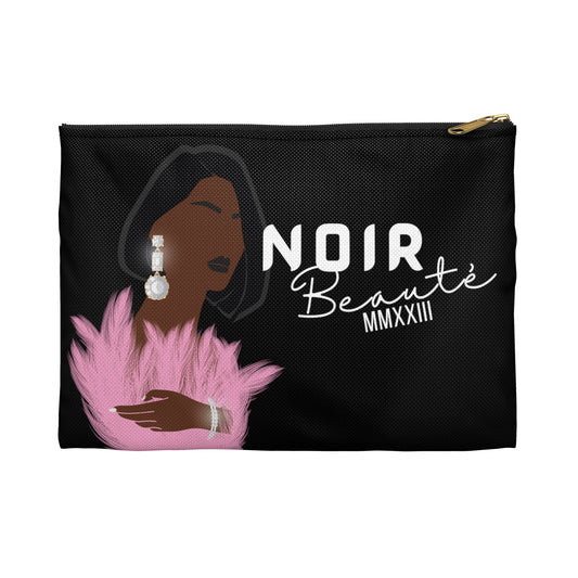 Noir Beauté In Pink Feathers| Cosmetic Bag