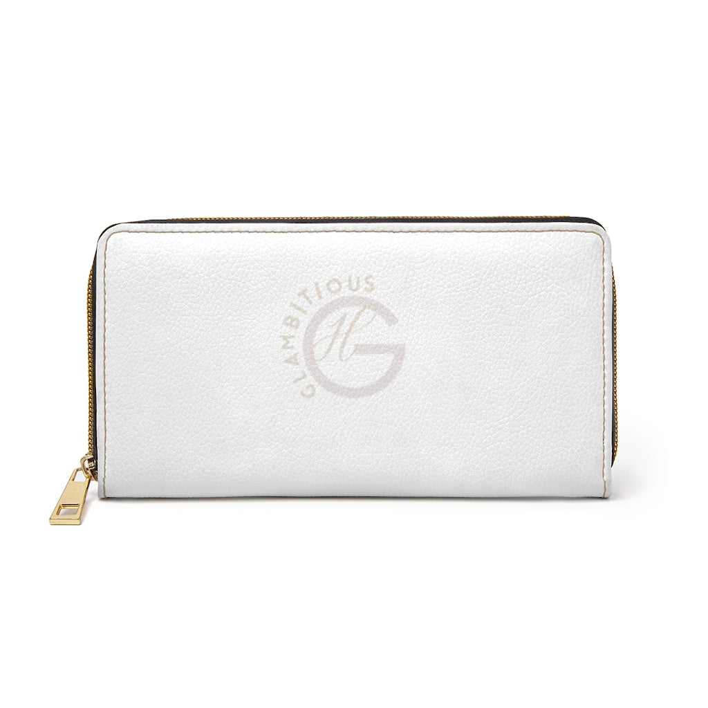 Glambitious Logo| Zipper Wallet (White)