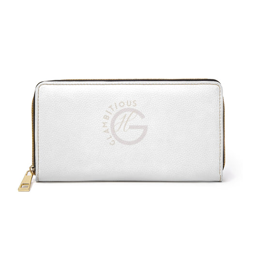 Glambitious Logo| Zipper Wallet (White)