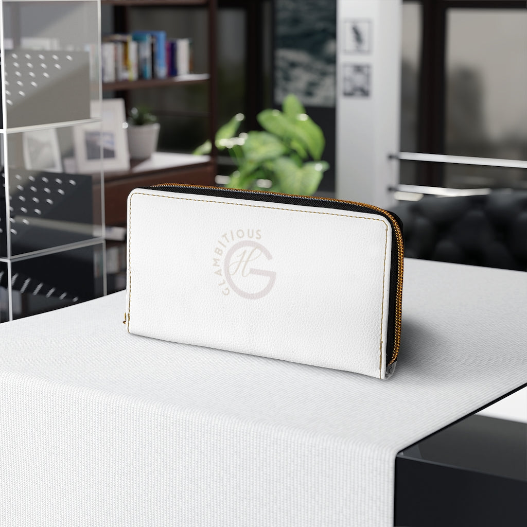 Glambitious Logo| Zipper Wallet (White)