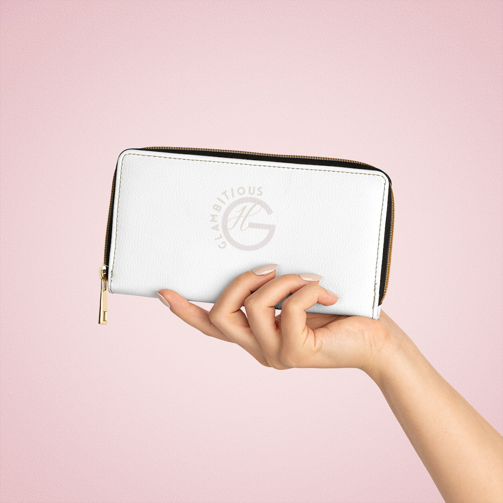 Glambitious Logo| Zipper Wallet (White)